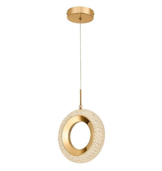 Pendente Anel De Cristal Acrílico Dourado