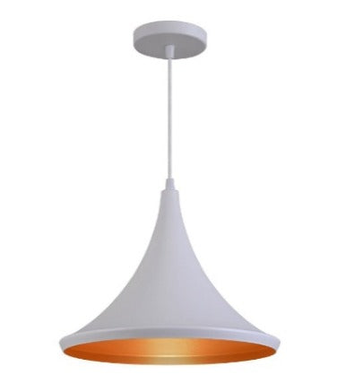 Pendente Chapéu Chinês Tom Dixon Branco com Cobre